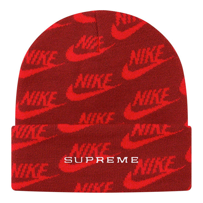 Supreme®/Nike® Jacquard Logos Beanie- Red