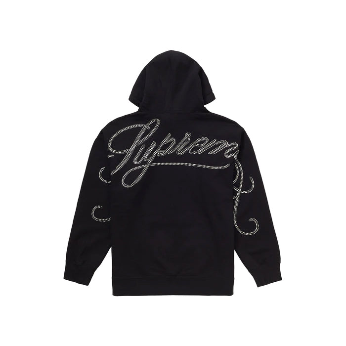 Supreme Rhinestone Script Hooded Sweatshirt - Black