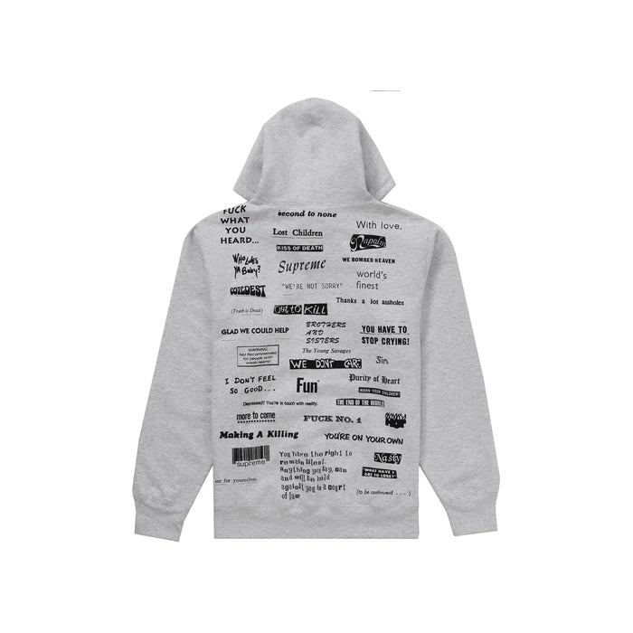 Supreme Stop Crying Hooded Sweatshirt - Ash Grey