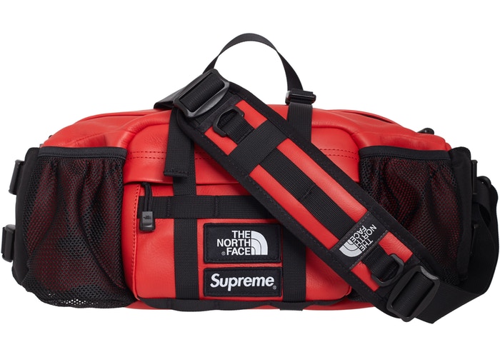 Supreme The North Face Leather Mountain Waist Bag- Red