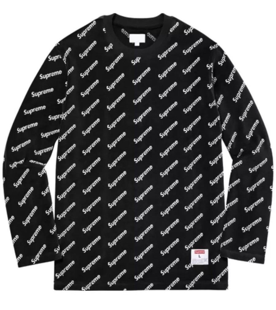 Supreme Velour Diagonal Logo L/S Top