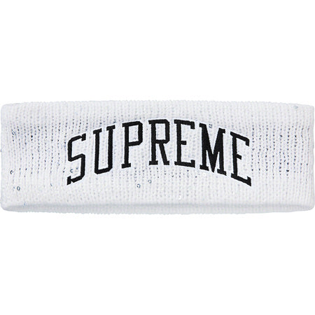 Supreme New Era Sequin Arc Logo Headband- White