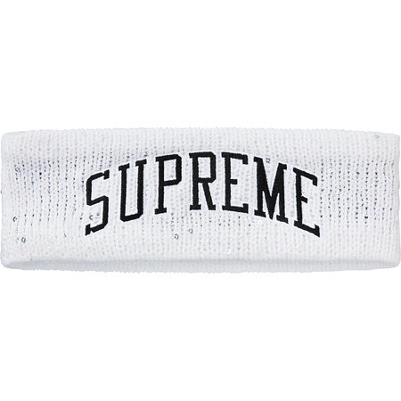 Supreme New Era Sequin Arc Logo Headband- White