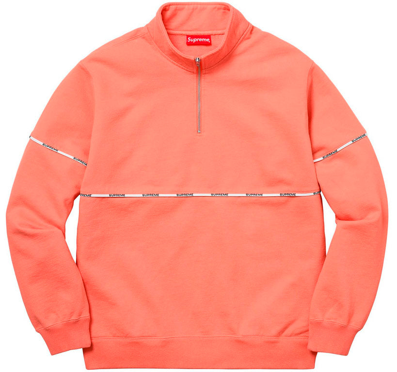 Supreme Logo Piping Half Zip Sweatshirt- Coral