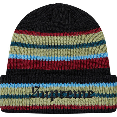 Supreme Bright Stripe Beanie- Black