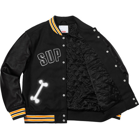 Supreme Bone Varsity Jacket- Black