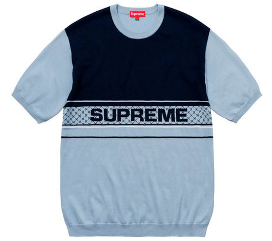 Supreme Chest Logo S/S Knit Top- Light Blue