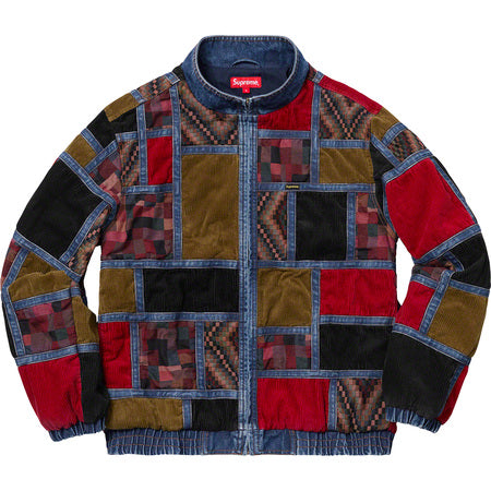 Supreme Corduroy Patchwork Denim Jacket- Washed Blue