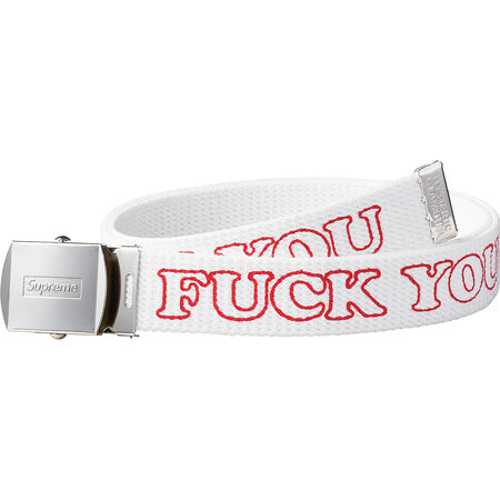 SUPREME X HYSTERIC GLAMOUR : FUCK YOU BELT WHITE