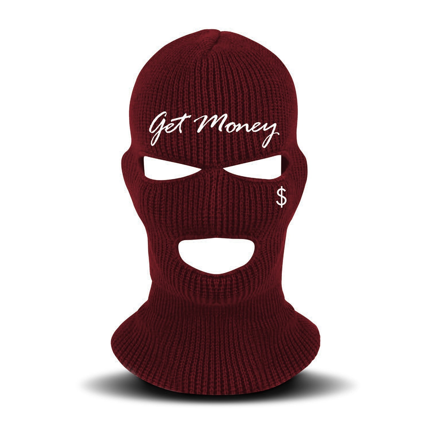Burgundy Get Money Ski Mask - CLR