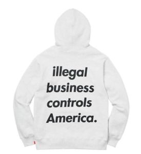 Supreme Illegal Business Hooded Sweatshirt- Ash Grey