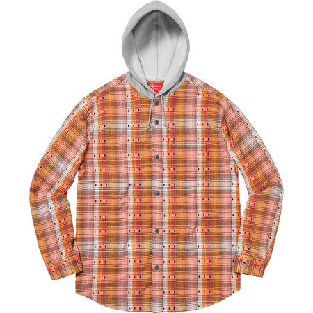 Supreme Hooded Jacquard Flannel Shirt- Orange