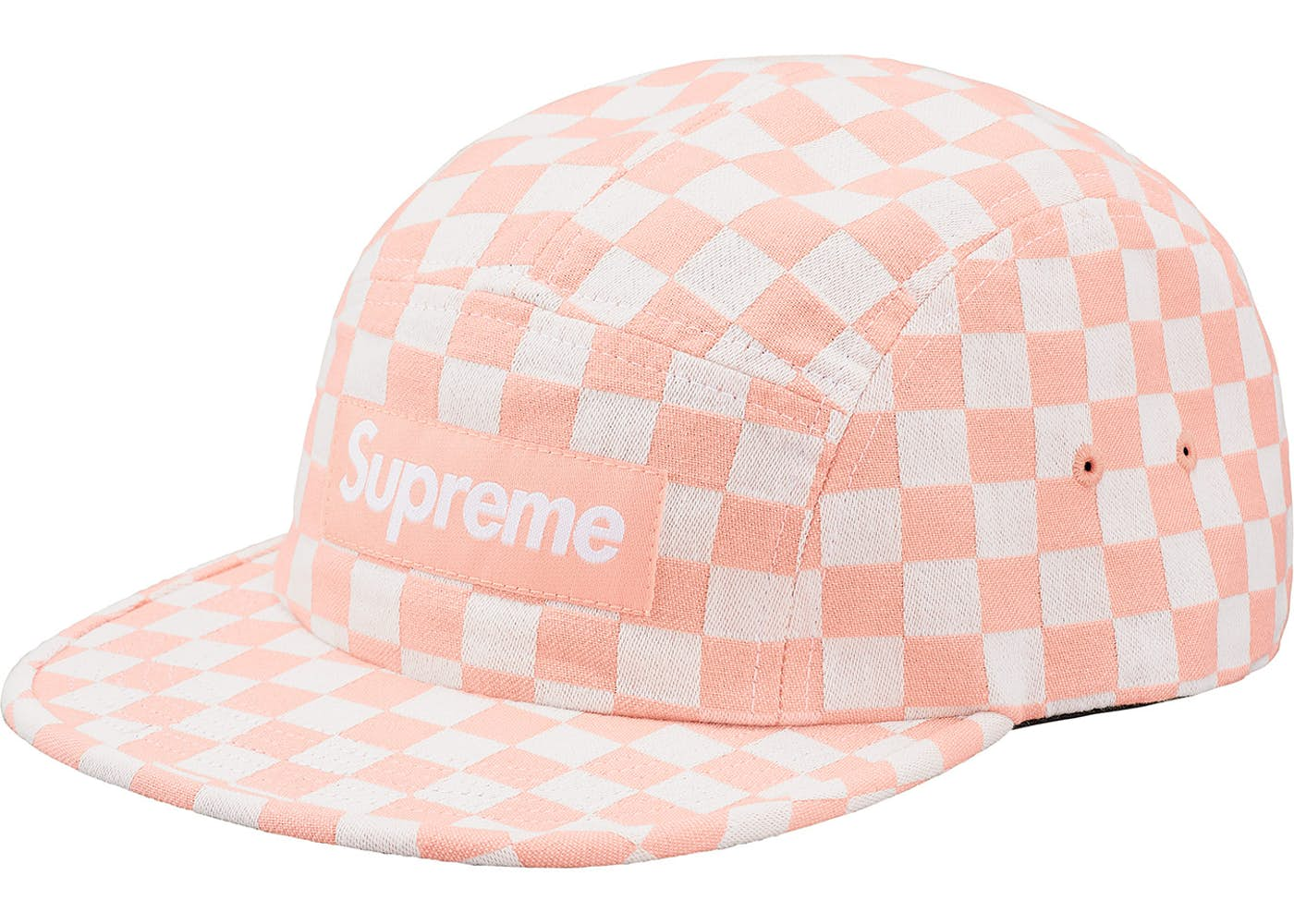 Supreme Checkerboard Camp Cap- Peach