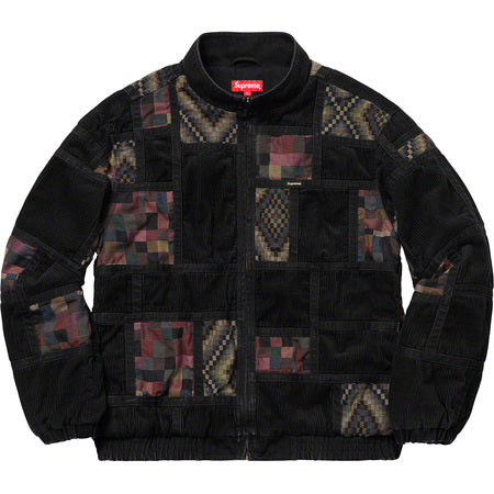 Supreme Corduroy Patchwork Denim Jacket- Washed Black