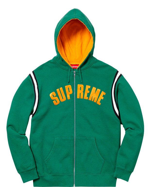 Supreme Jet Sleeve Zip Up Hooded Sweatshirt- Light Pine
