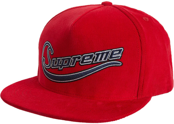 Supreme Metallic Logo Corduroy 5-Panel Red