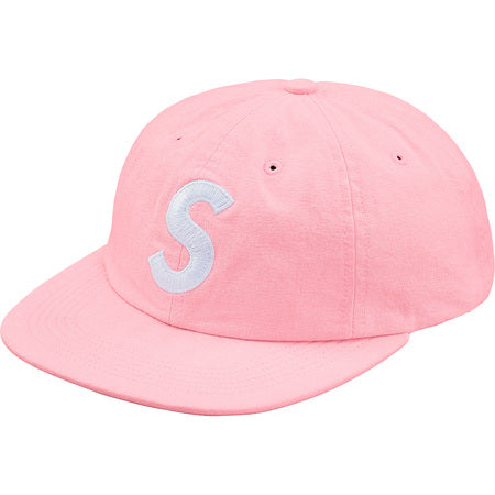 Supreme Washed Chambray S Logo 6-Panel Hat- Pink