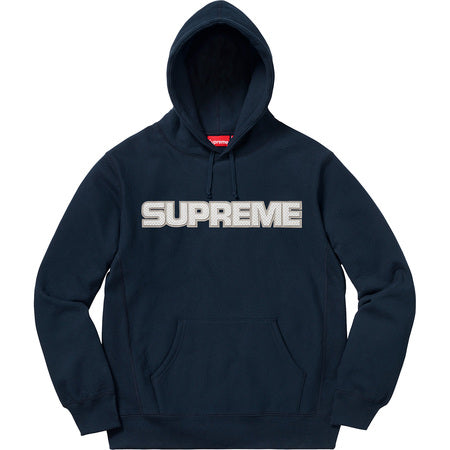 Supreme Perforated Leather Hooded Sweatshirt- Navy