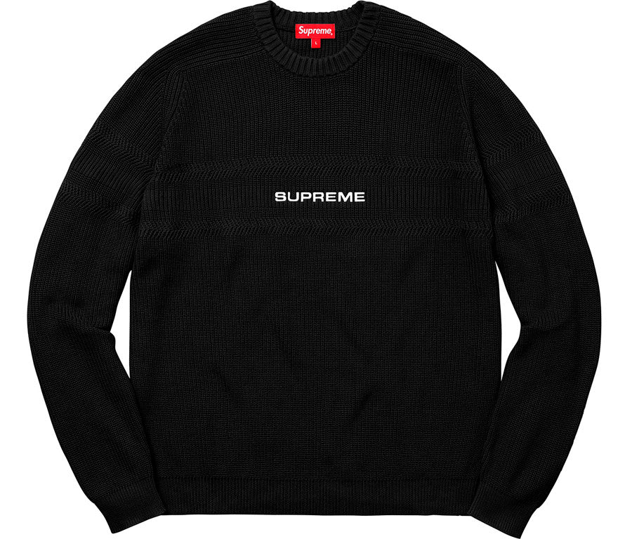 Supreme Chest Stripe Raglan Sweater- Black