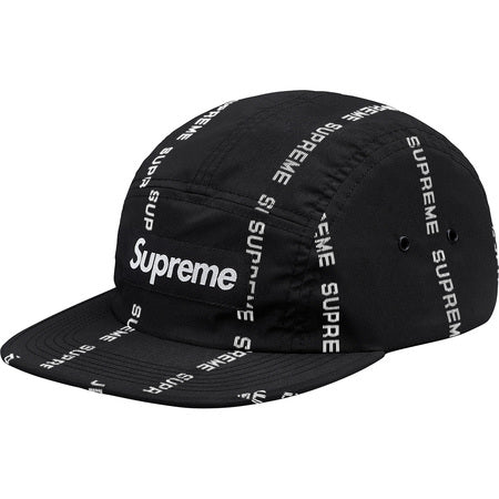 Supreme Reflective Text Camp Cap- Black