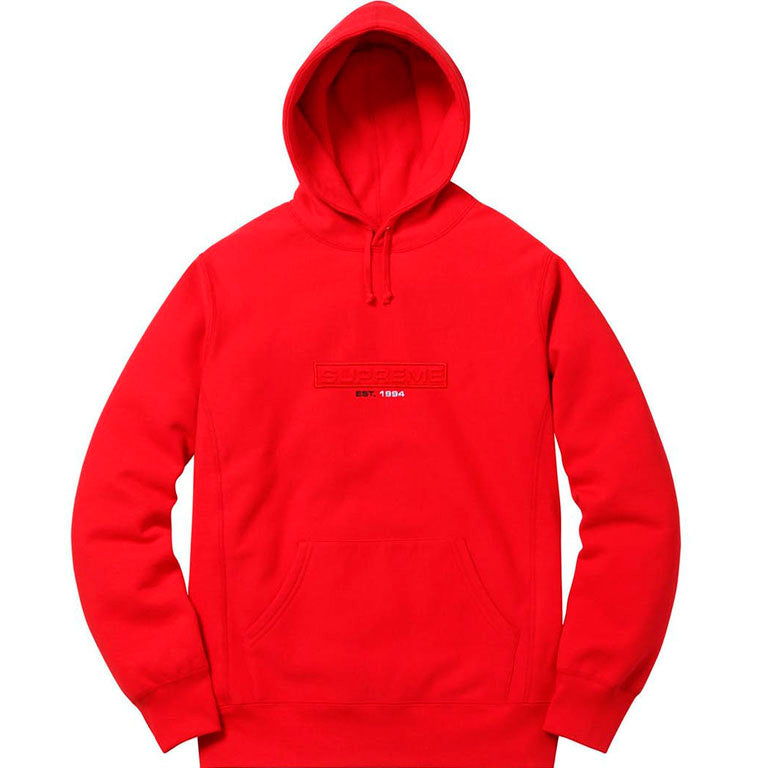 Supreme Embossed Logo Hooded Sweatshirt (SS18)- Red