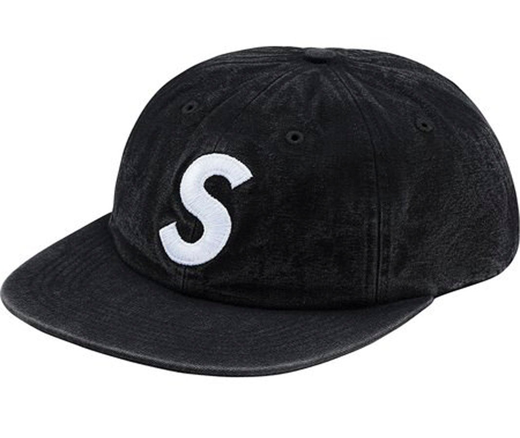 Supreme Washed Chambray  S Logo 6-Panel Hat- Black