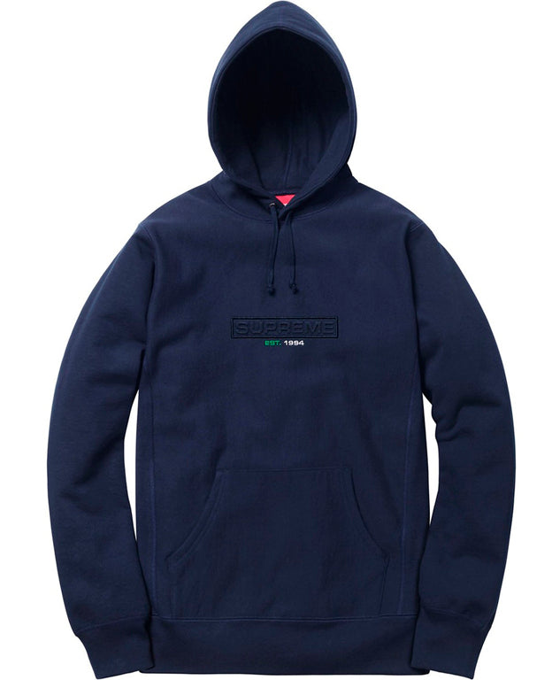 Supreme Embossed Logo Hooded Sweatshirt (SS18)- Navy