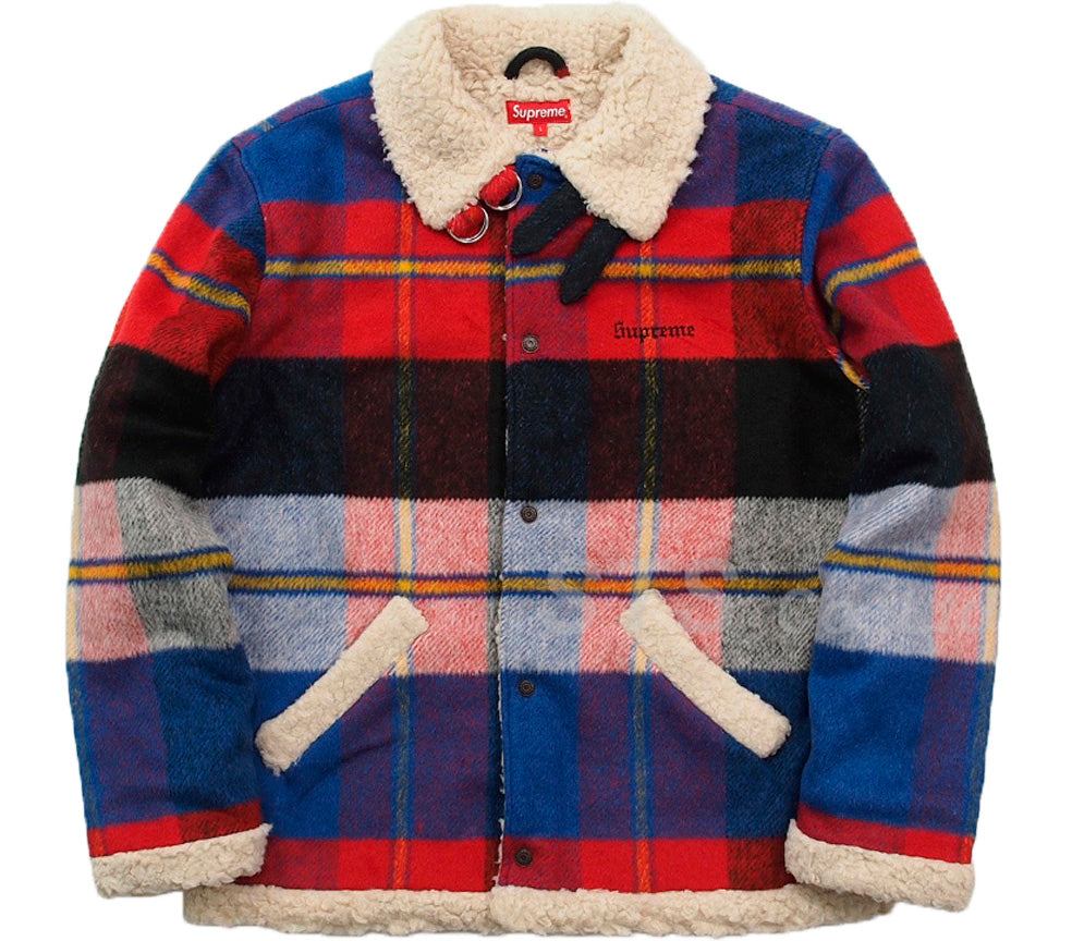 Supreme Plaid Shearling Bomber- Red Plaid