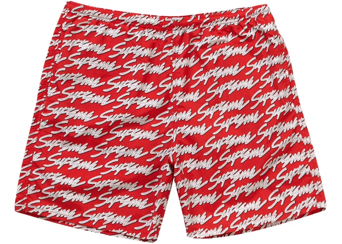 Supreme Signature Script Logo Water Short- Red