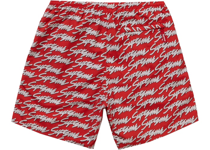 Supreme Signature Script Logo Water Short- Red