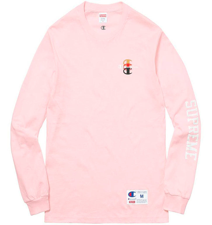 Supreme/Champion Stacked C L/S- Pink