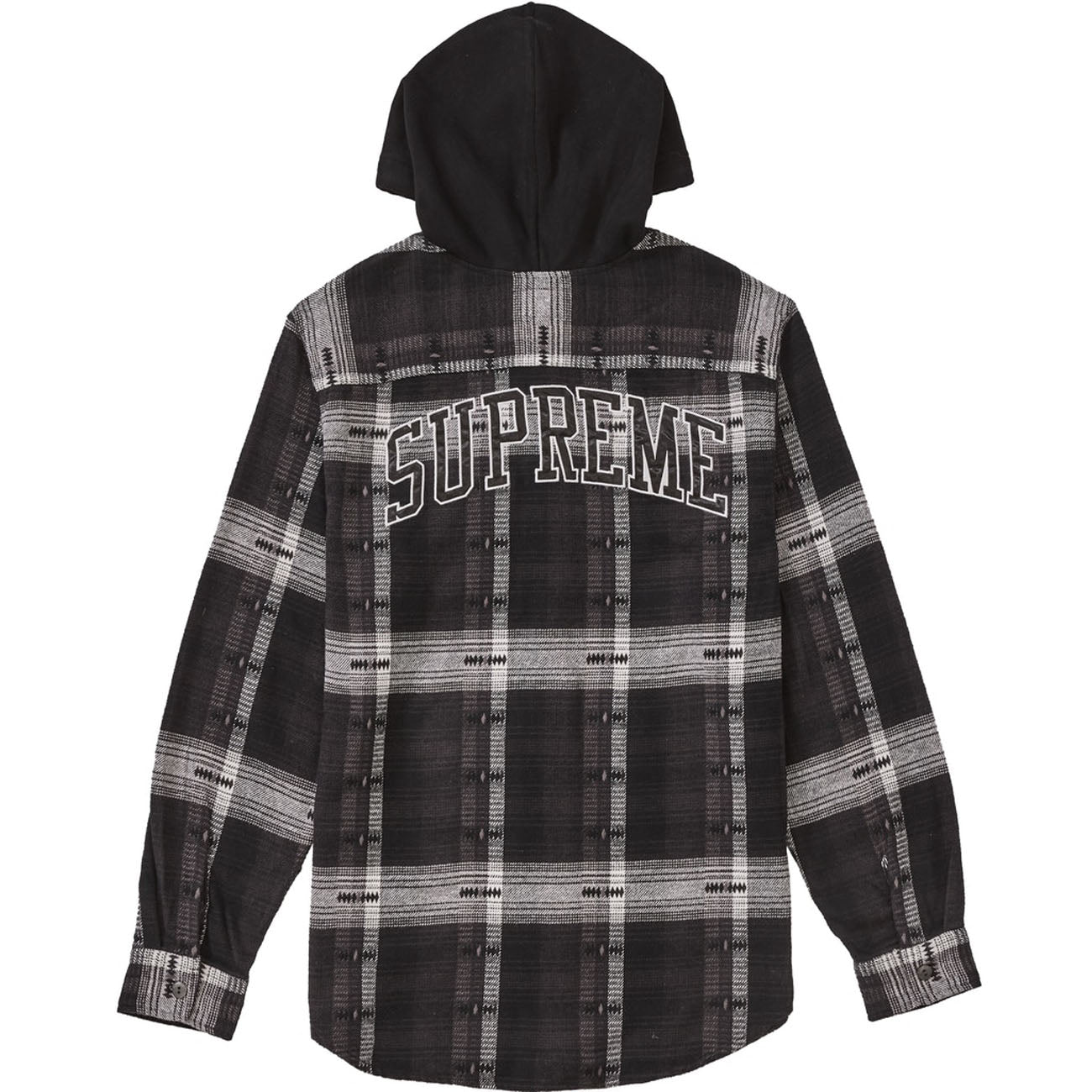 Supreme Hooded Jacquard Flannel Shirt- Black