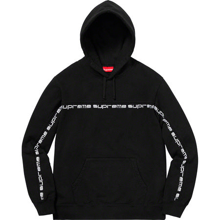 Supreme Text Stripe Hoodie- Black