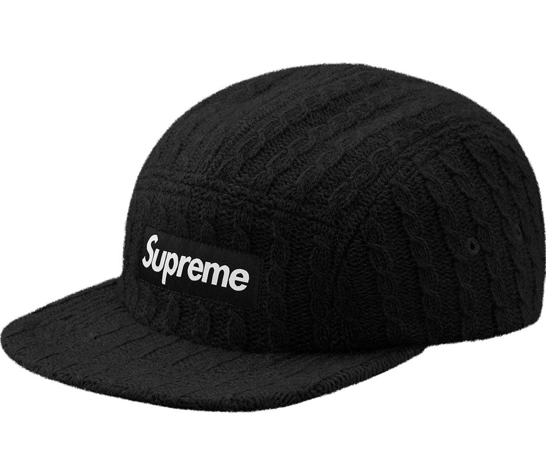 Supreme Fitted Cable Knit Camp Cap- Black
