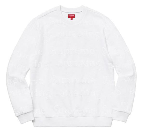 Supreme Jacquard Logo Crewneck- White