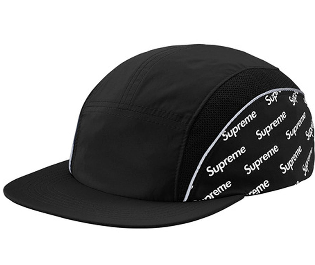 Supreme Diagonal Logo Side Panel Camp Cap- Black