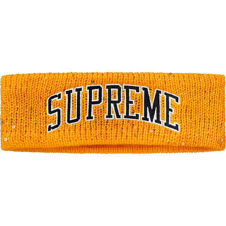 Supreme New Era Sequin Arc Logo Headband- Yellow