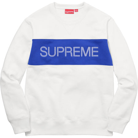 SUPREME Zig Zag Stitch Panel Crewneck - White